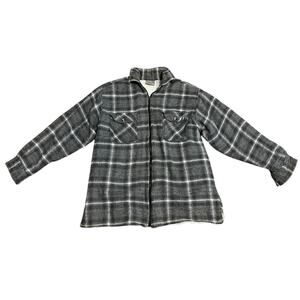 Vintage 90s Y2K EVOLUTION Men's L Gray Houndstooth Flannel Fleece Jacket Grunge